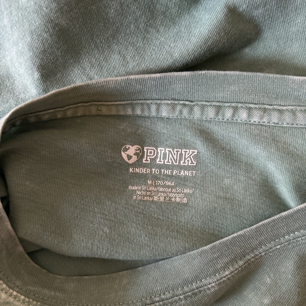 Pink Women’s Mint Green Long Sleeve Top Ruched Side Drawstring - Picture 4 of 5